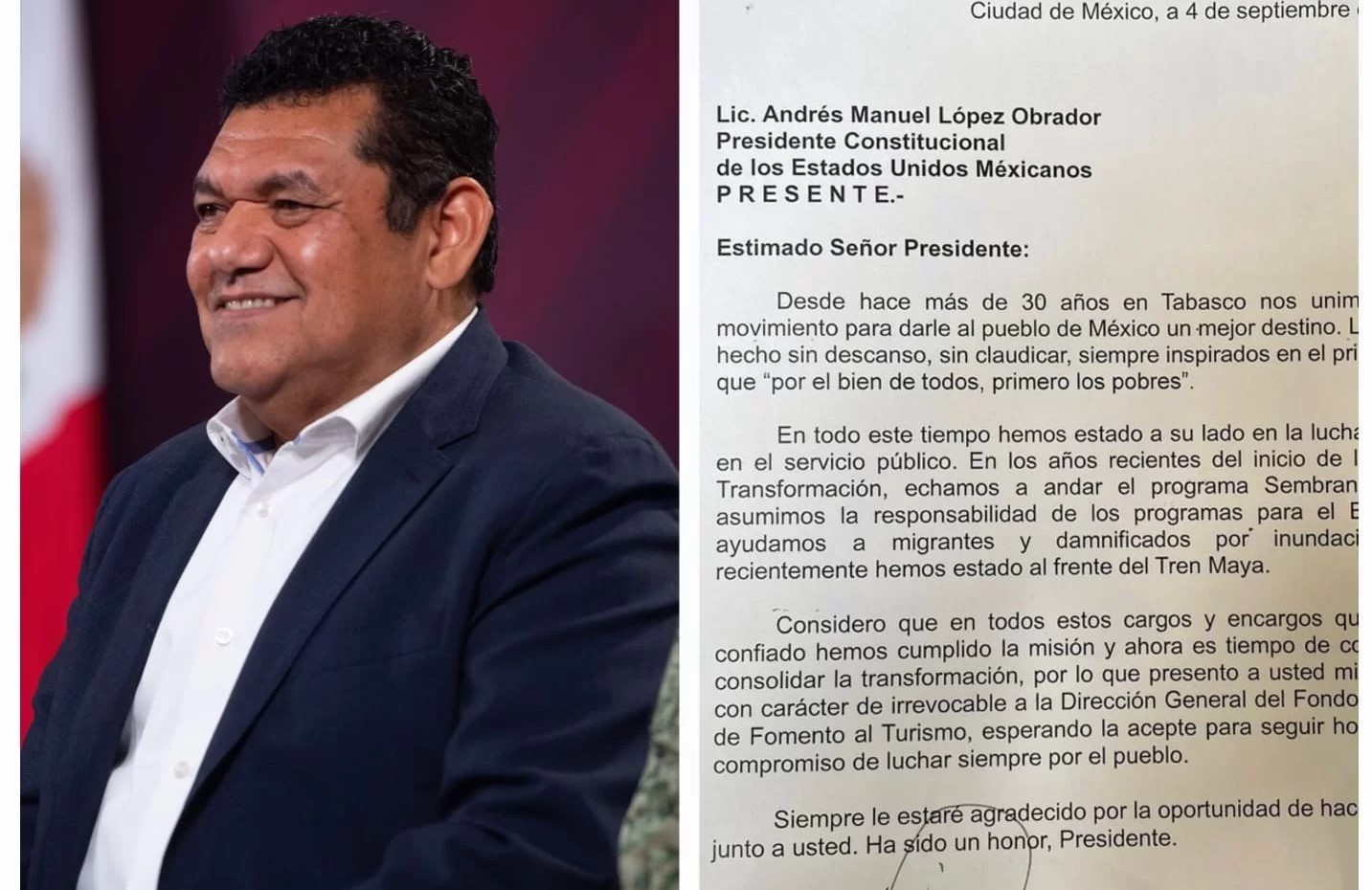 Javier May presenta su renuncia a Fonatur; va por gubernatura de Tabasco