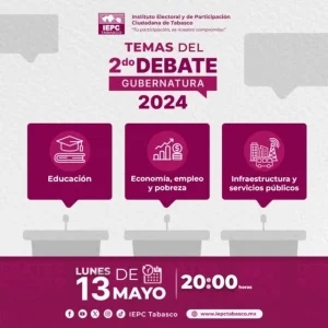 Estos son los temas que abordarán los candidatos a la gobernatura de Tabasco en el segundo y último debate.