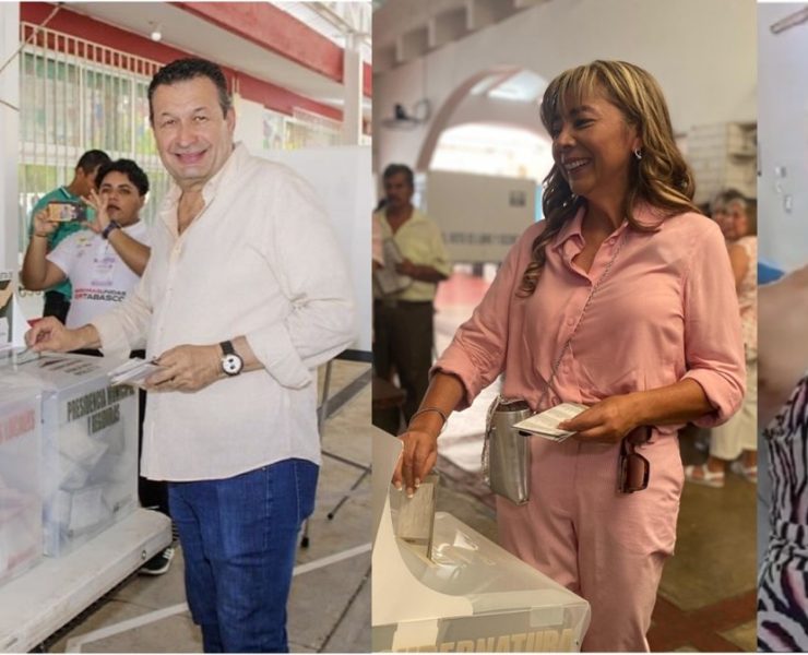 Candidatos a la gubernatura de Tabasco emiten su voto