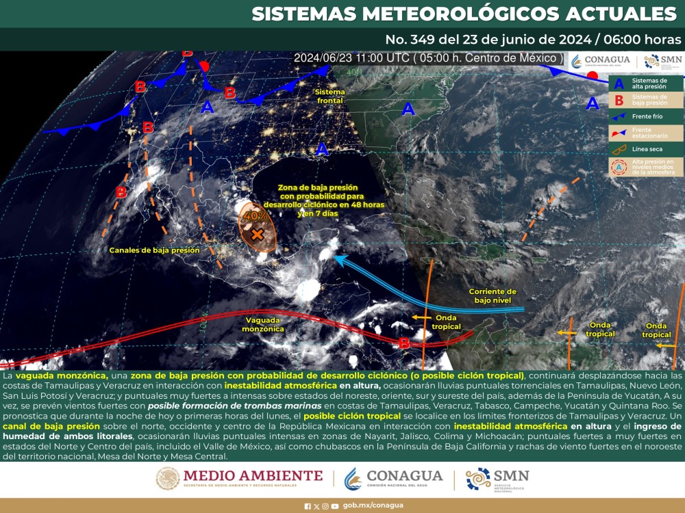 Lluvias fuertes en Tamaulipas y Veracruz