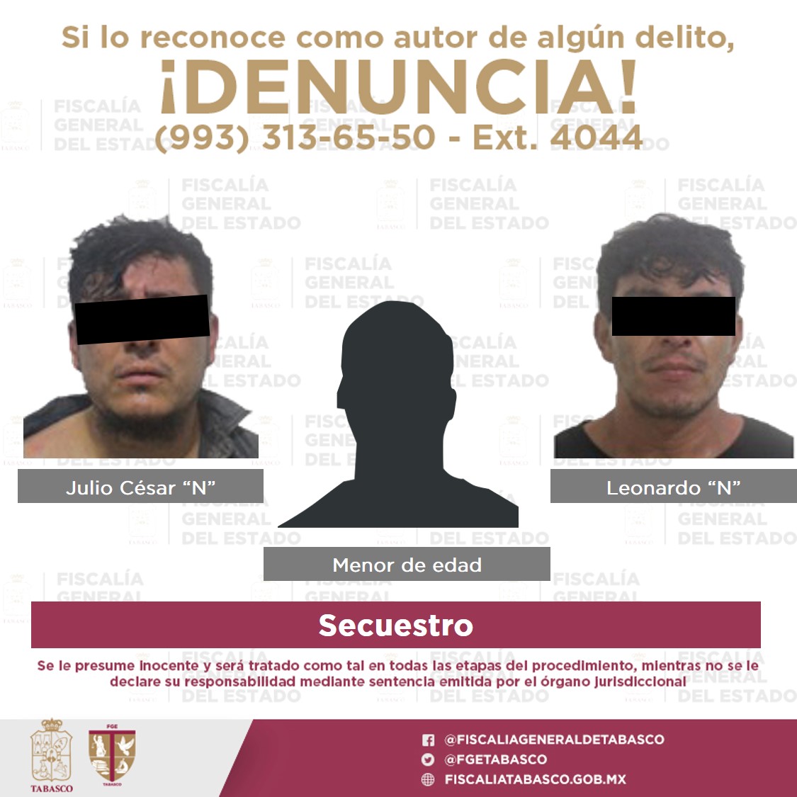 Vinculan a proceso a 3 secuestradores de Cunduacán; uno es menor de edad