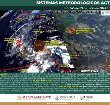 El SMN prevé lluvias torrenciales en Veracruz, Puebla, Oaxaca y Guerrero