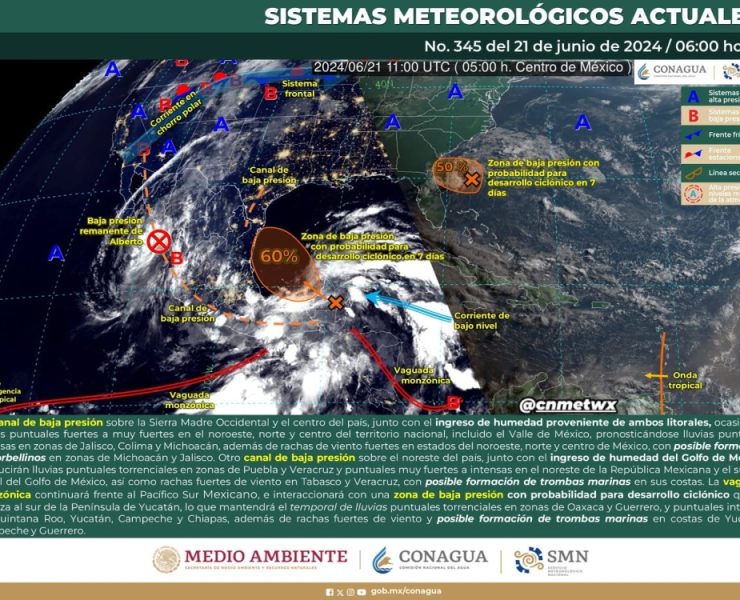 El SMN prevé lluvias torrenciales en Veracruz, Puebla, Oaxaca y Guerrero