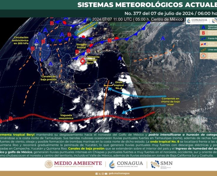 El SMN prevé lluvias fuertes en la península de Yucatán