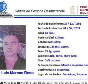 Familiares de cubano desaparecido en Tabasco piden ayuda para encontrarlo