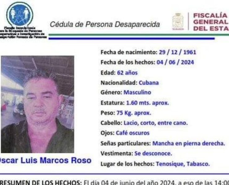 Familiares de cubano desaparecido en Tabasco piden ayuda para encontrarlo