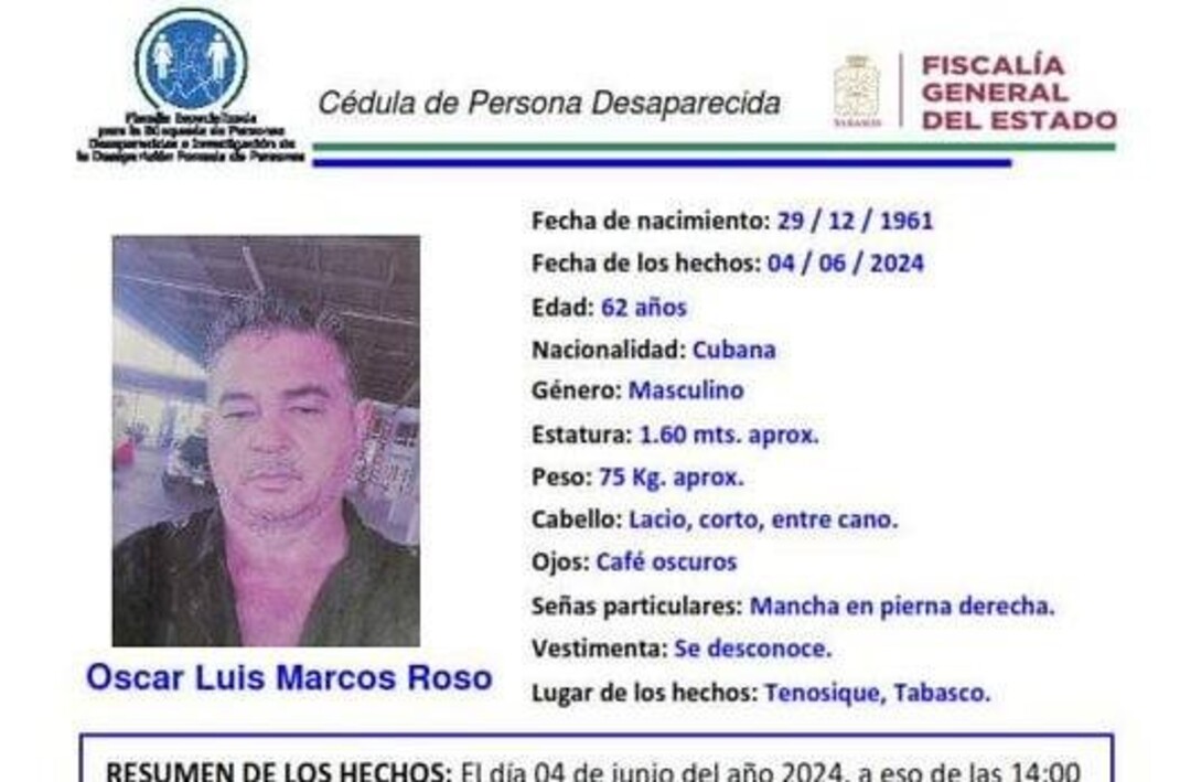 Familiares de cubano desaparecido en Tabasco piden ayuda para encontrarlo