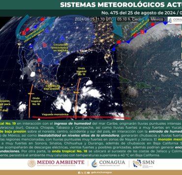 Alertan por Lluvias Intensas y Altas Temperaturas en Amplias Zonas de México