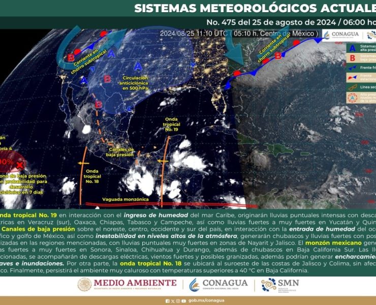 Alertan por Lluvias Intensas y Altas Temperaturas en Amplias Zonas de México