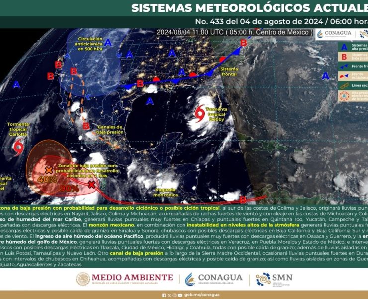 El SMN prevé lluvias intensas en Guerrero, Oaxaca y Chiapas