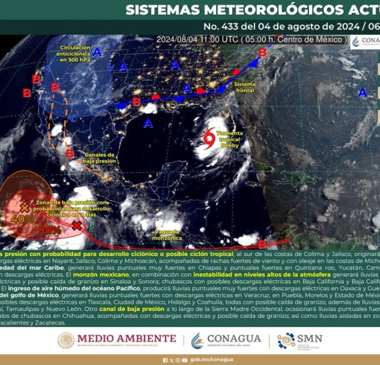 El SMN prevé lluvias intensas en Guerrero, Oaxaca y Chiapas