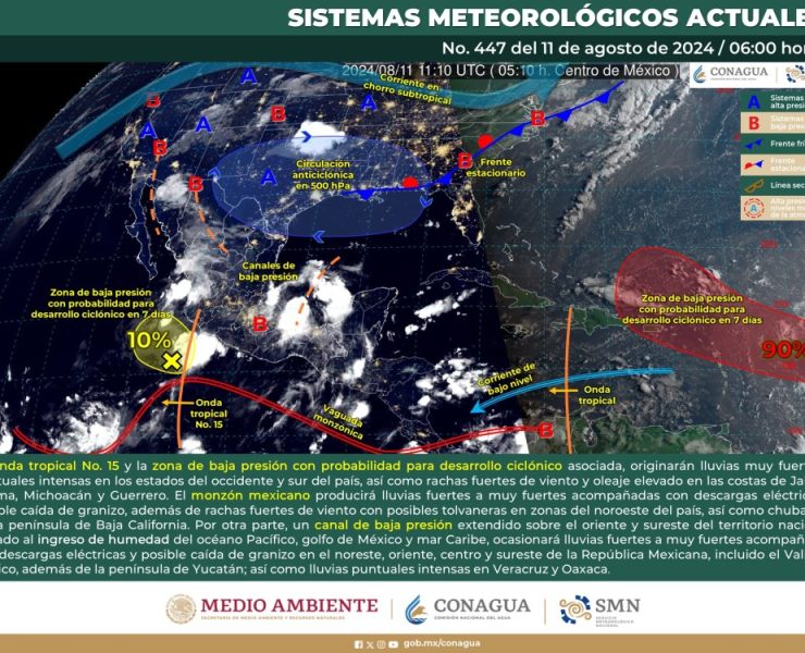 Onda Tropical y Monzón Mexicano Generan Condiciones Extremas en Varias Regiones del País