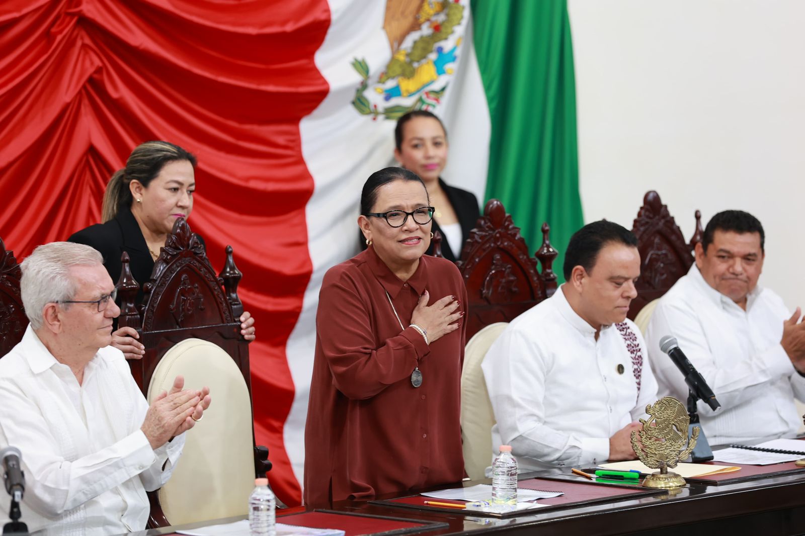 Rosa Icela Rodríguez asiste a la toma de protesta de Javier May