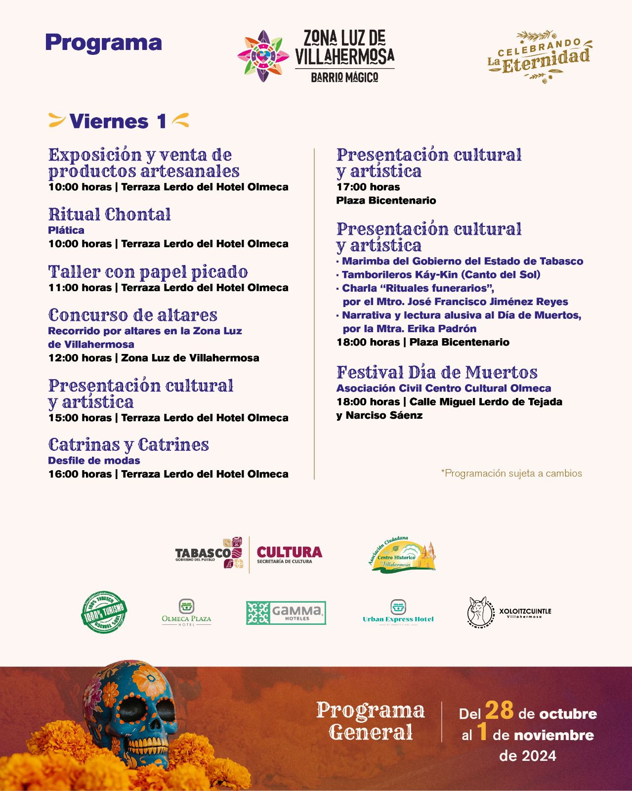 actividades en distintos puntos en la Zona Luz de Villahermosa