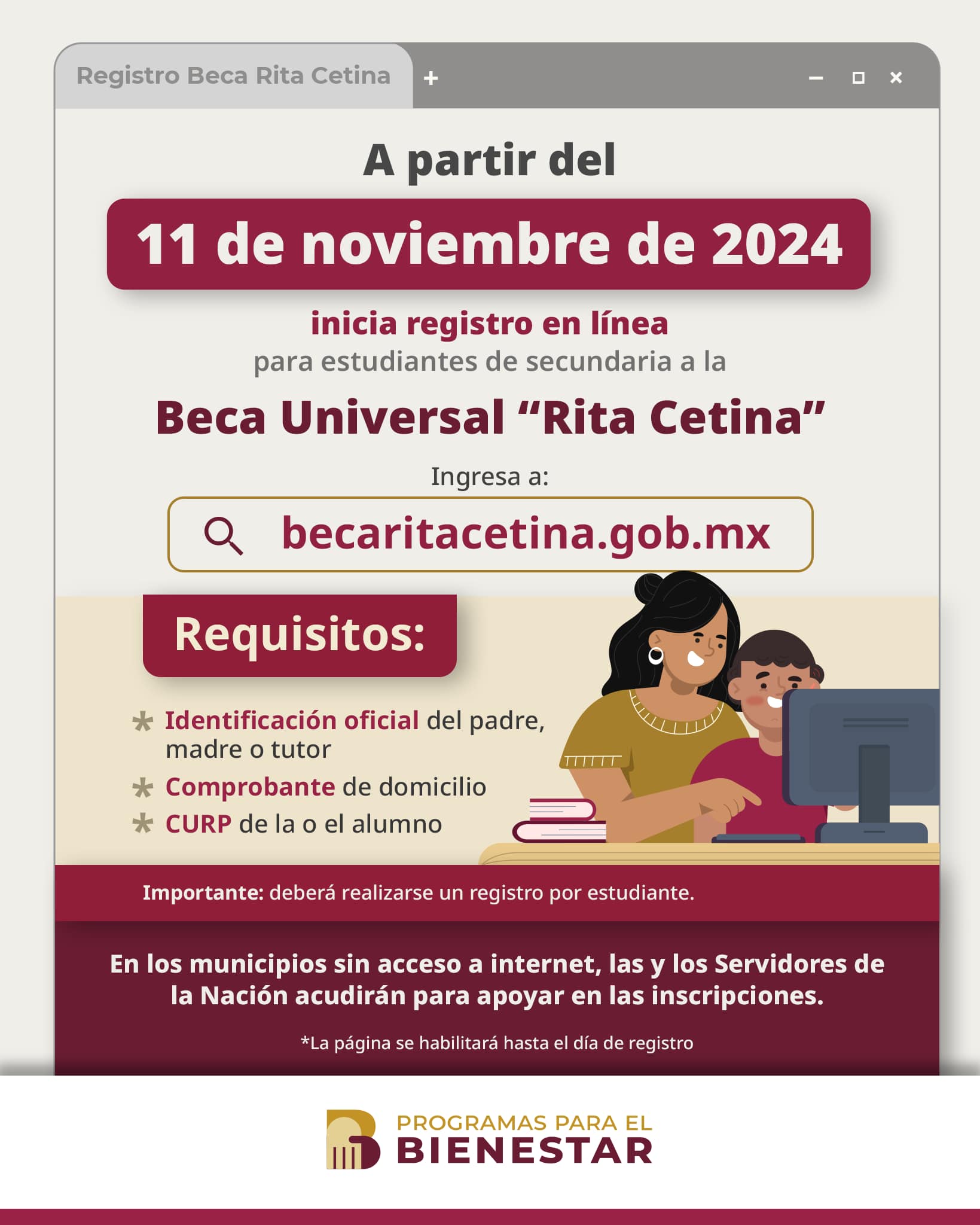 SEP abre registro para la Beca Universal “Rita Cetina Gutiérrez”