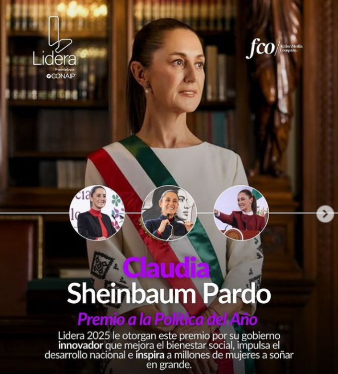 Descubre cómo Claudia Sheinbaum es nombrada “Política del Año” en los Premios Lidera 2025