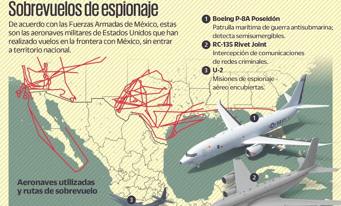 ¡Tensión en el Aire! México detecta 3 sobrevuelos de EU para espiar a Cárteles