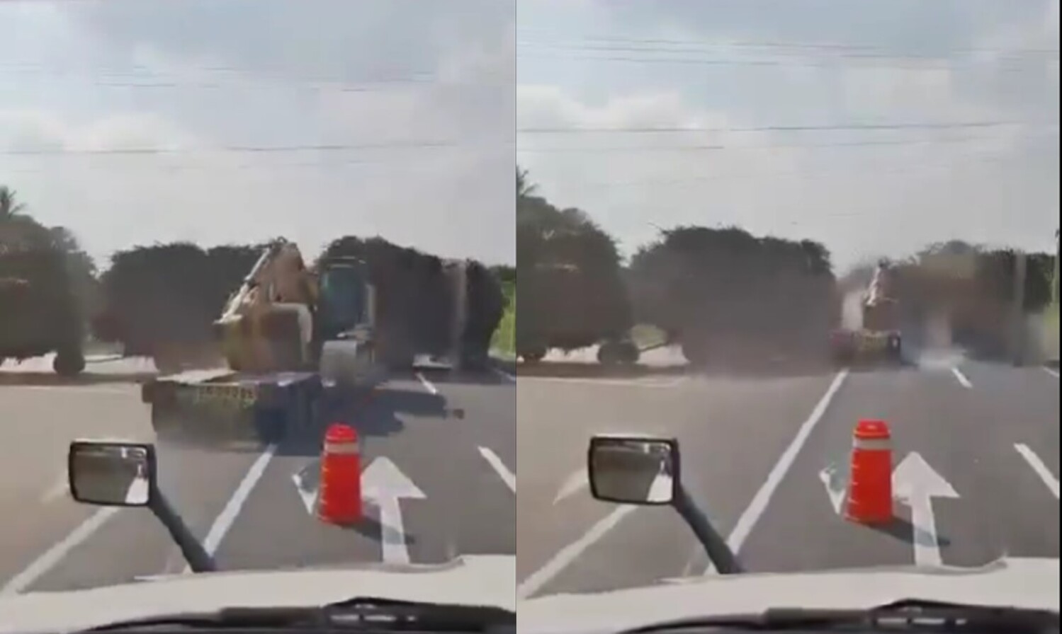 Tráiler colisiona con tractor cañero en Tabasco