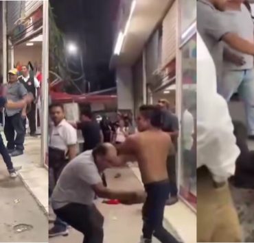 Violenta pelea callejera entre tres hombres en Villahermosa