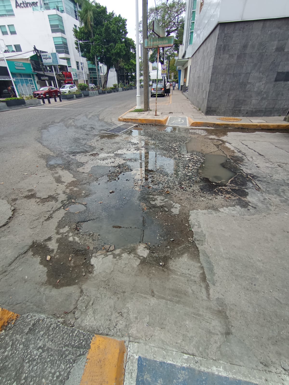 Charco de agua en Paseo Tabasco