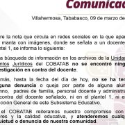 Desmiente COBATAB a madres que acusan de violador a maestro