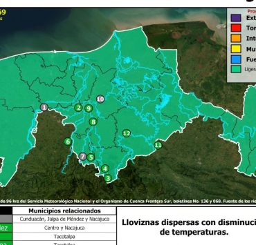 Frente Frío 33 en Tabasco