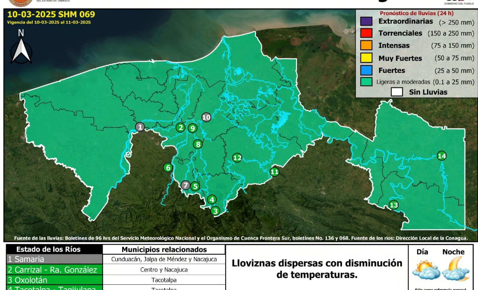 Frente Frío 33 en Tabasco