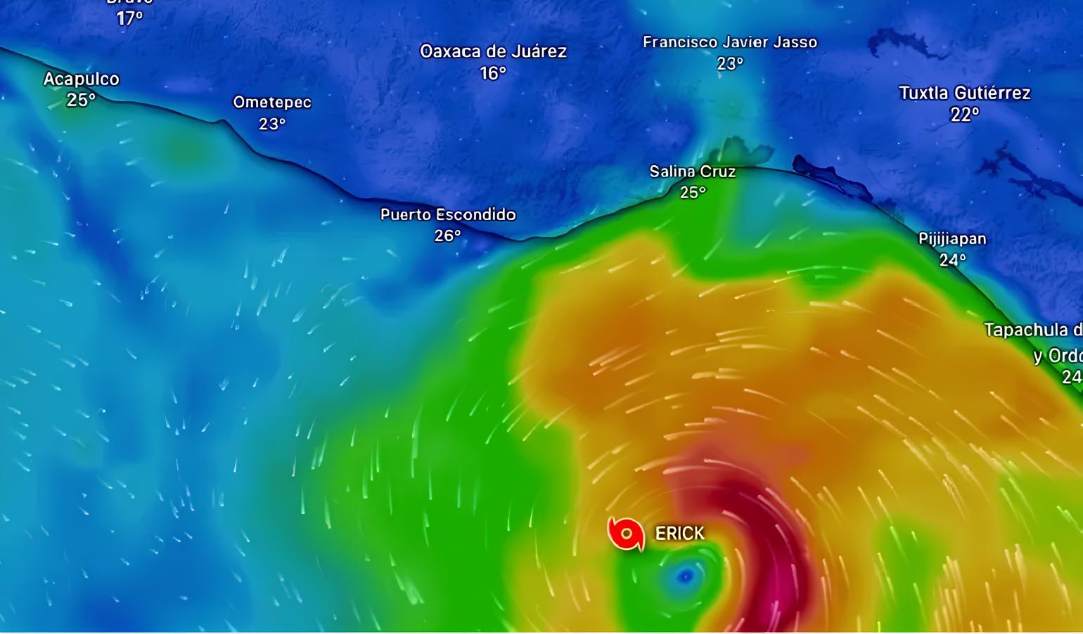 Huracán Erick dejará lluvias intensas en Tabasco