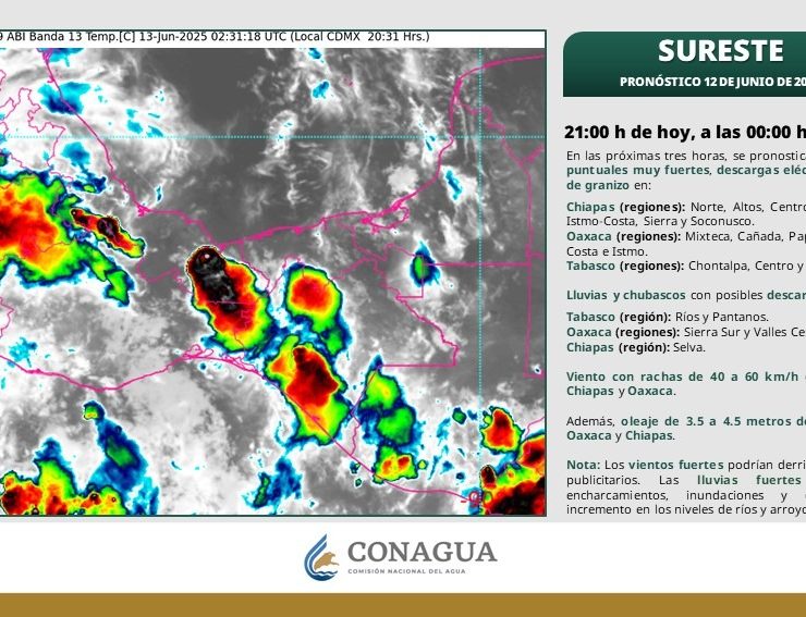 Prevén lluvias fuertes y rachas de viento en Tabasco