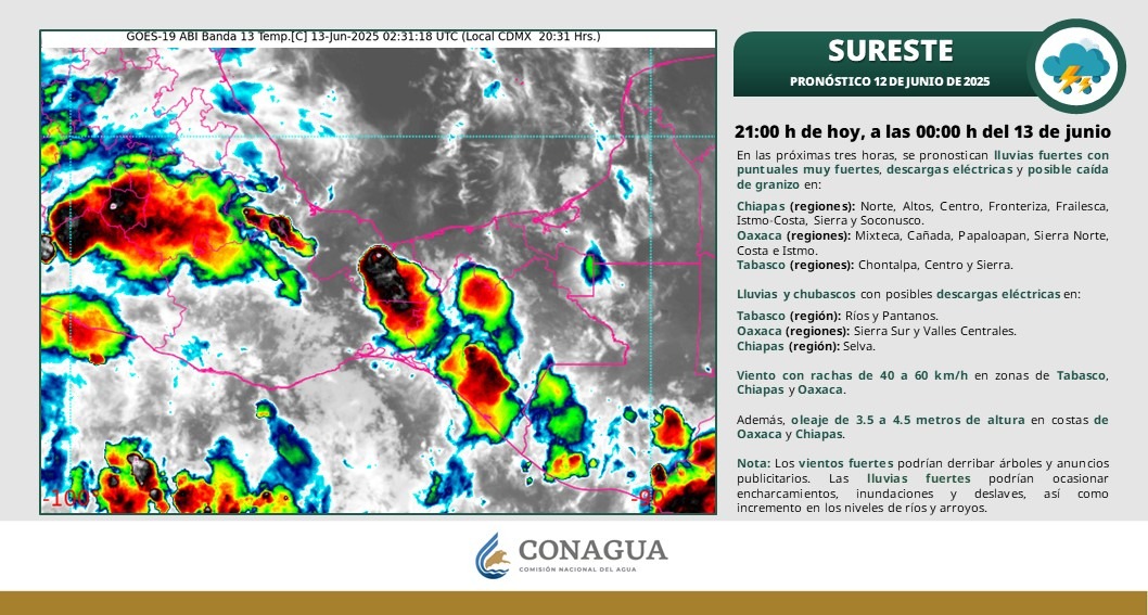 Prevén lluvias fuertes y rachas de viento en Tabasco