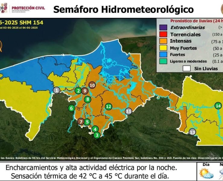 Clima en Tabasco para hoy martes 3 de junio
