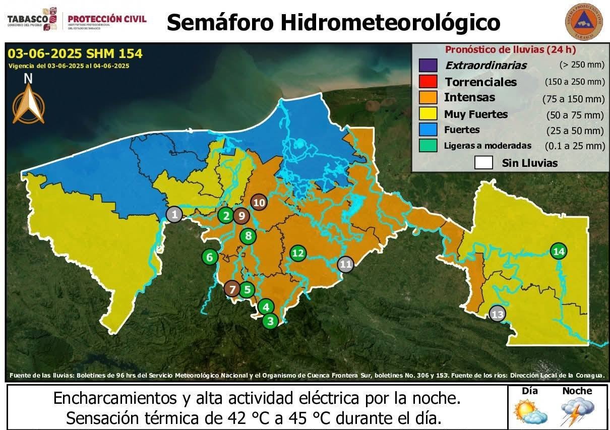 Clima en Tabasco para hoy martes 3 de junio