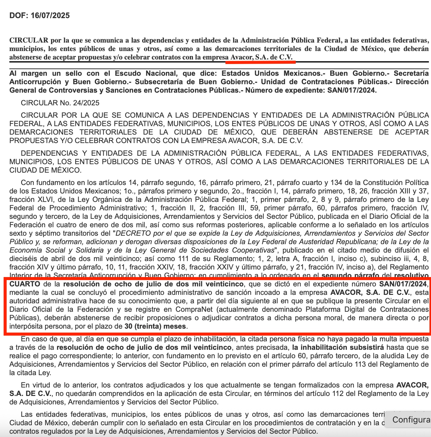 Diario Oficial de la Federación 