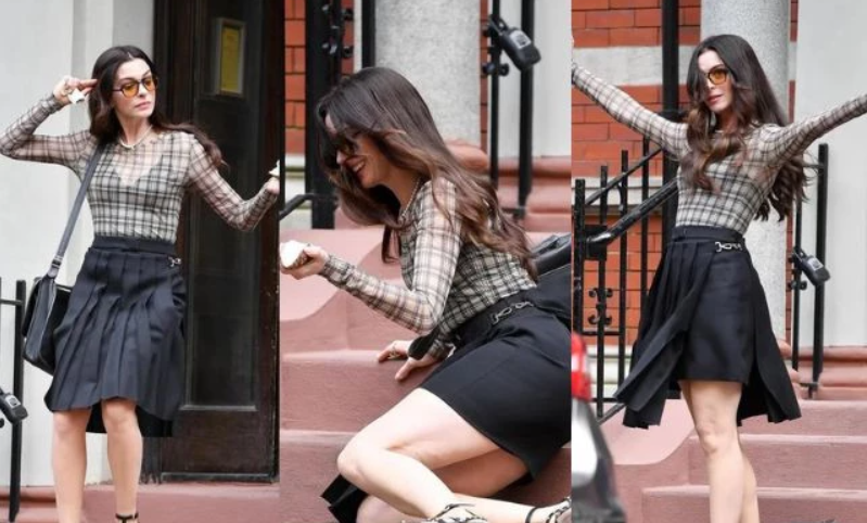 Anne Hathaway sufre caída durante la grabación de "El diablo viste a la moda 2"