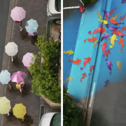 Corea instala arte que solo se ve en la lluvia y embellece sus calles