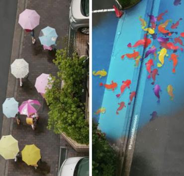Corea instala arte que solo se ve en la lluvia y embellece sus calles