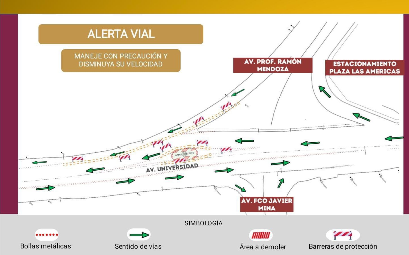 Adecuarán sentido vial en avenida Universidad