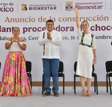 Anuncia Presidenta Sheinbaum construcción de planta procesadora de chocolate en Comalcalco