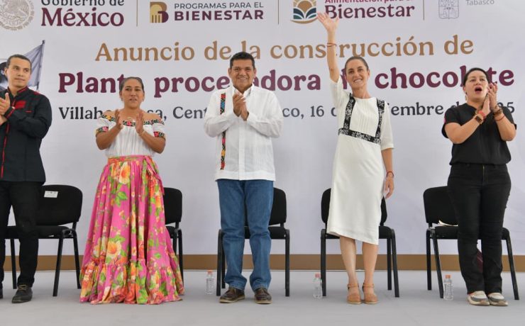 Anuncia Presidenta Sheinbaum construcción de planta procesadora de chocolate en Comalcalco