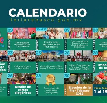 calendario oficial de la Preferia y Feria Tabasco 2026