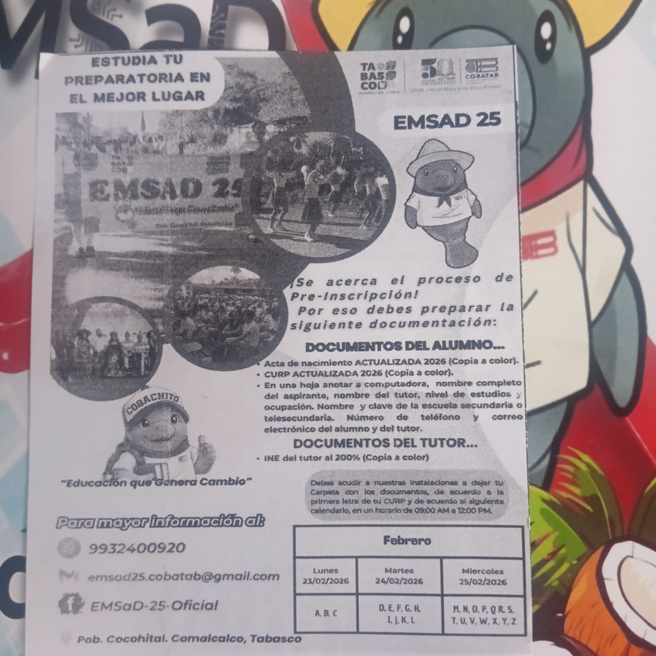 Fechas y horarios de preinscripción