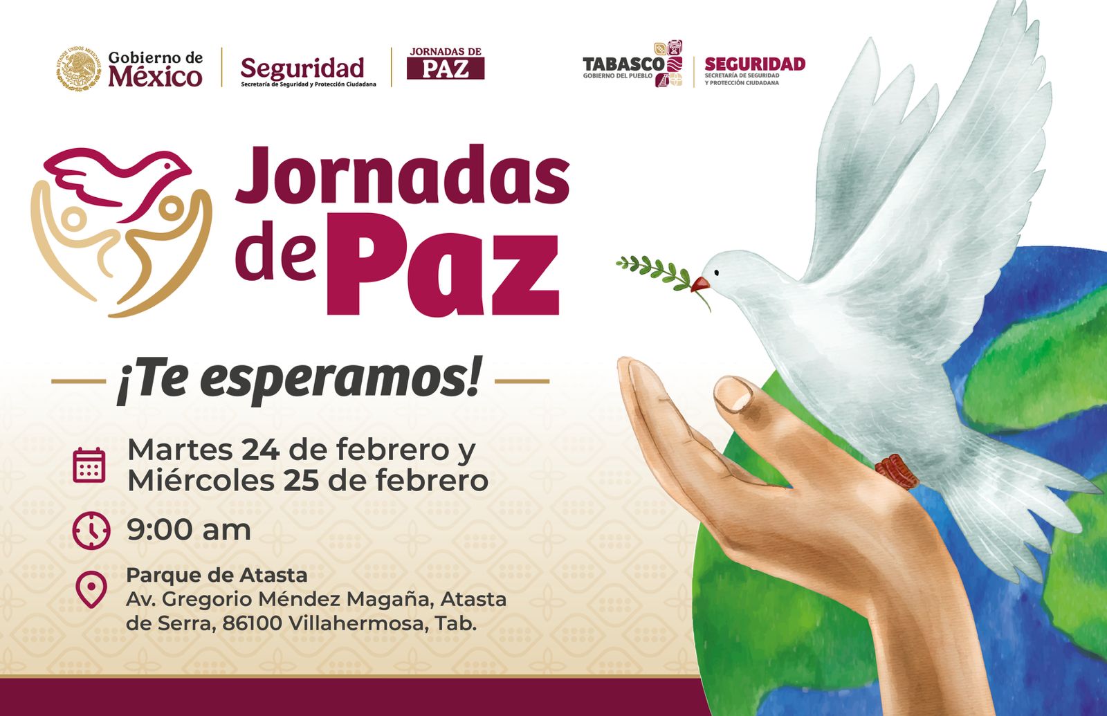 Jornadas de Paz llegan el 24 y 25 de febrero a la colonia Atasta de Serra