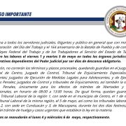 Poder Judicial de Tabasco suspende labores el 1 y 5 de mayo