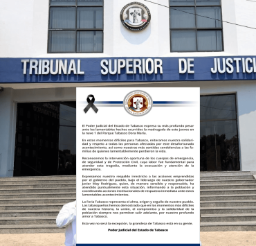 Poder Judicial de Tabasco manifiesta solidaridad