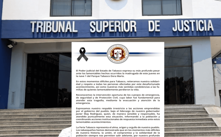 Poder Judicial de Tabasco manifiesta solidaridad