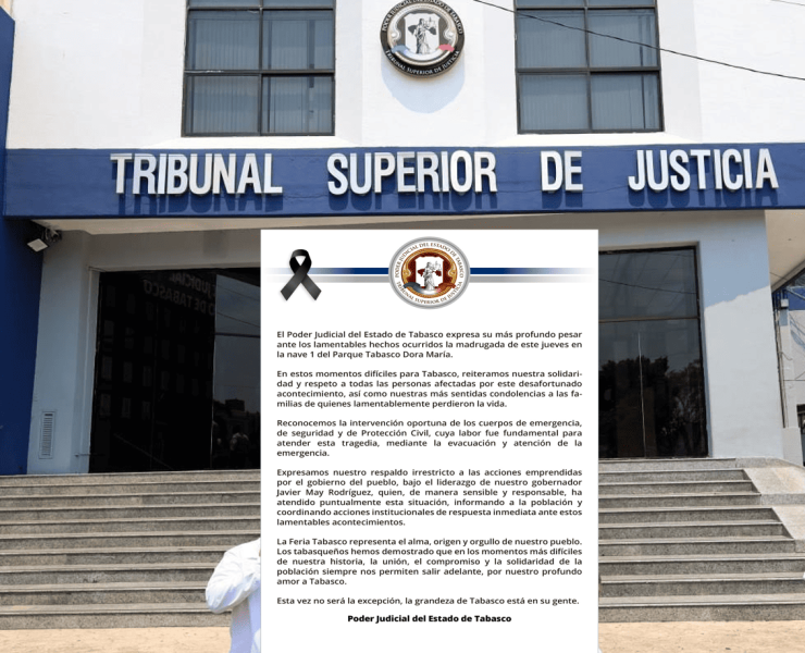 Poder Judicial de Tabasco manifiesta solidaridad