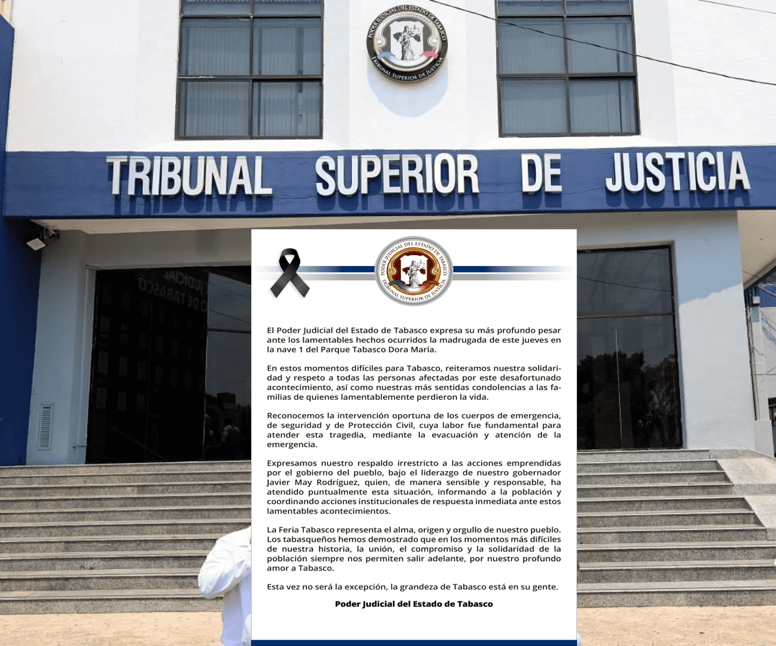 Poder Judicial de Tabasco manifiesta solidaridad
