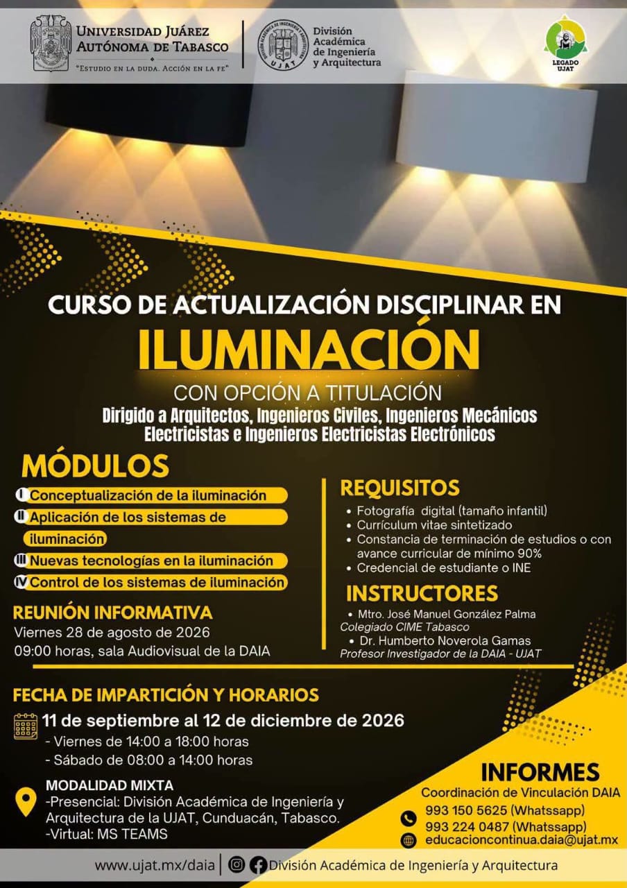 UJAT ofrece curso de Actualización en Iluminación