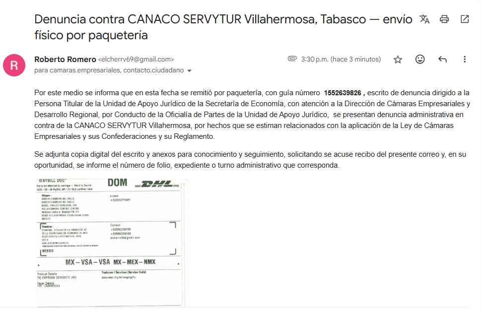 denuncia ante la Secretaría de Economía