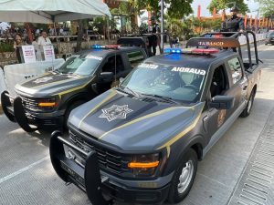 Elementos de la Nueva Guardia Estatal en Tabasco participaron por primera vez en el Desfile Cívico-Militar sobre el Malecón Carlos A. Madrazo.